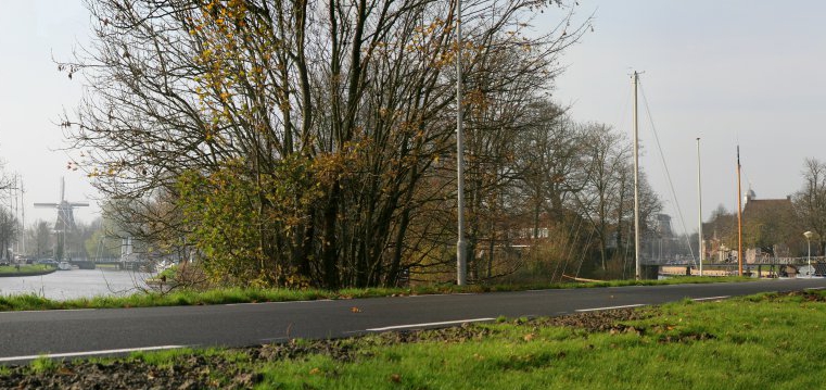 Harddraversdijk Dokkum met 2 molens, stadhuistoren en St-Bonifatiuskerk (9 nov '17) 