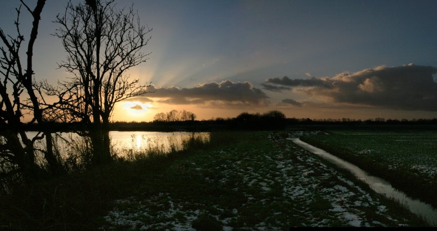 zonsondergang Driesumermeer (24 jan '15) 